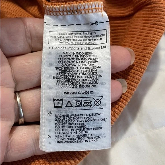 Adidas | Varsity | MockNeck | Burnt Orange | Pullover| Crop Sweatshirt | Size L - Picture 12 of 16